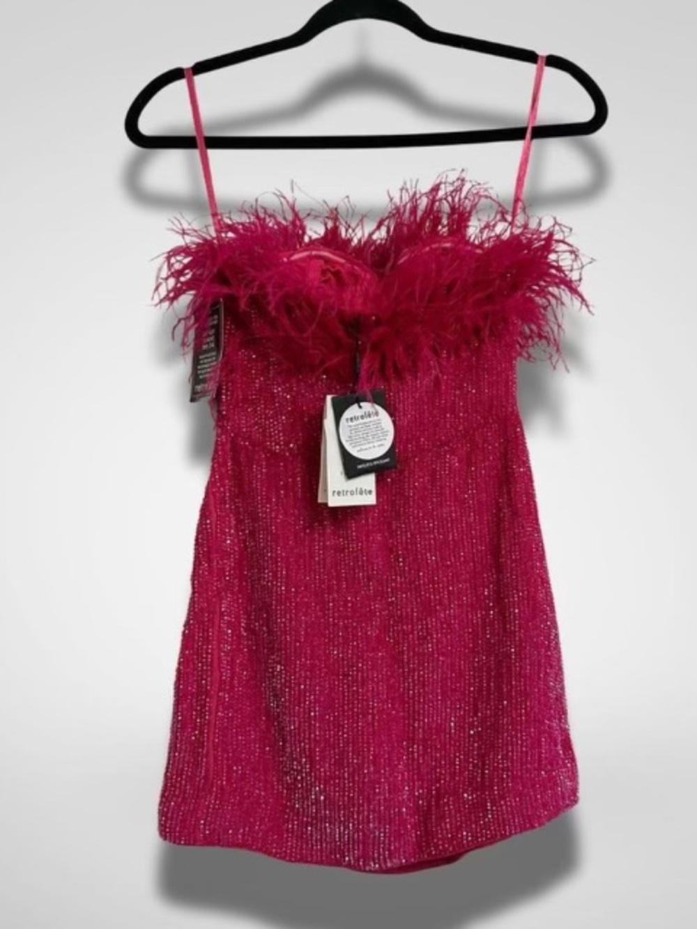 Retrofete Torin Sequin Feather Dress hot pink - Picture 3 of 3